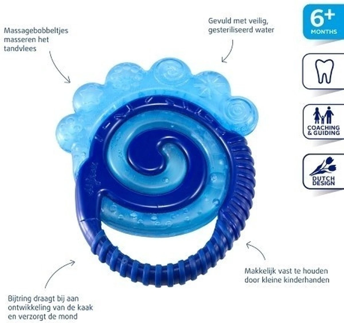 Difrax Combi Koel Bijtring - Donkerblauw/Geel 1 Difrax Combi Koel Bijtring - Donkerblauw/Geel