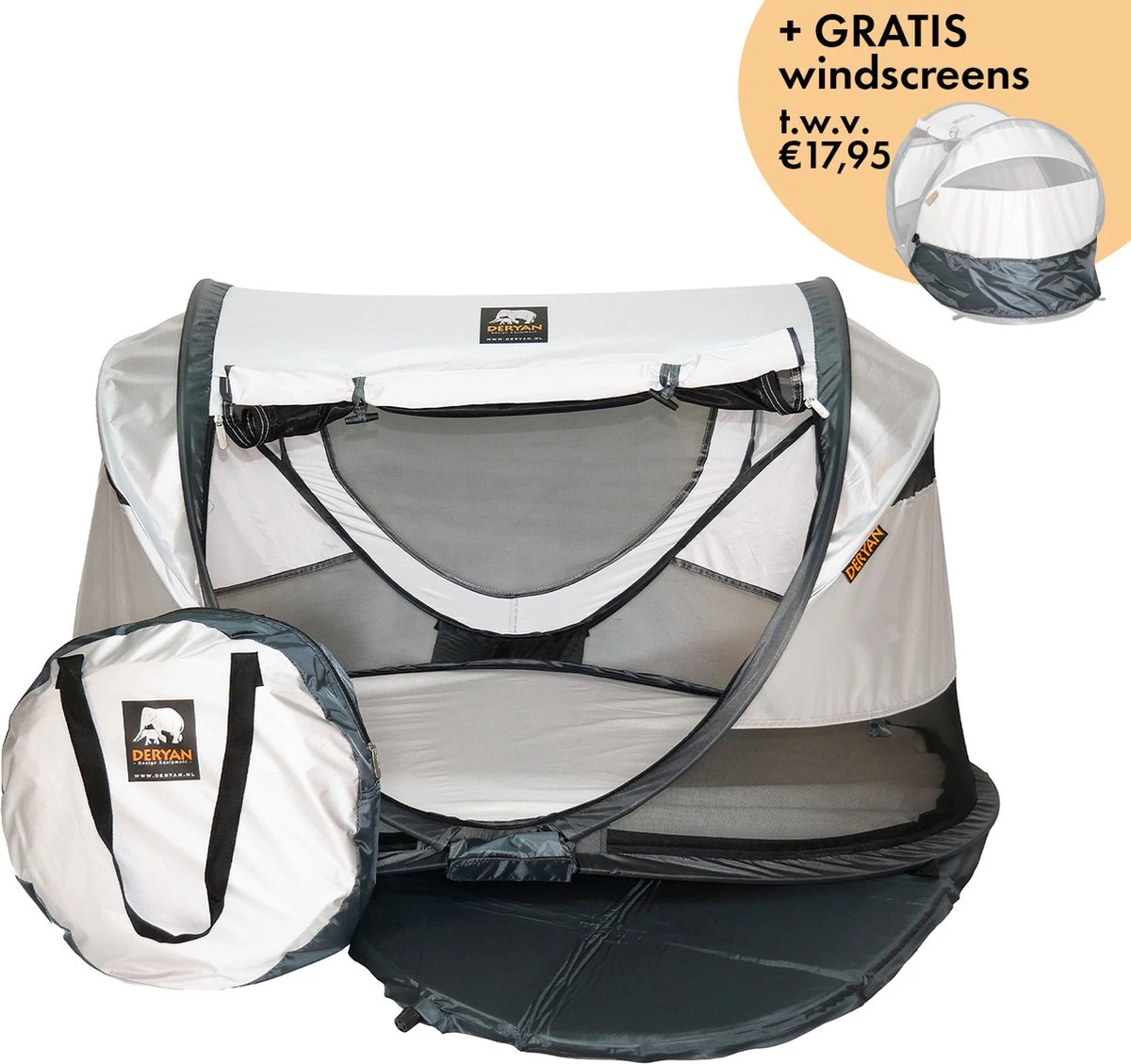 Deryan Shane Luxe 2023 Campingbedje - Baby Tent - Anti-UV 50+ - Peuterbed - Silver 1 Deryan Shane Luxe 2023 Campingbedje - Baby Tent - Anti-UV 50+ - Peuterbed - Silver