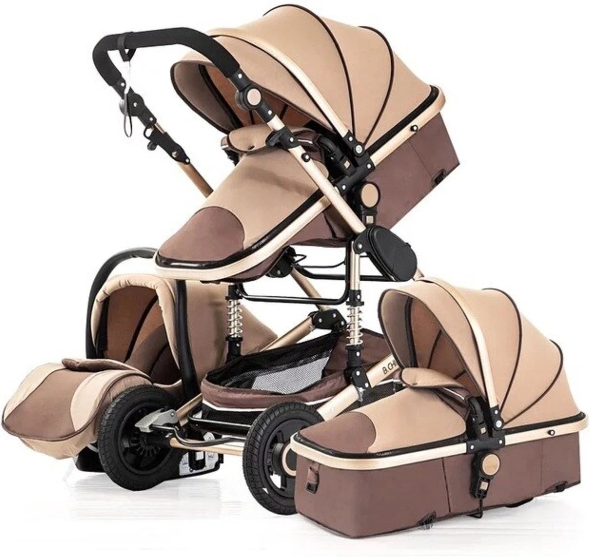 Merkloos Kinderwagen 3-in-1 – Luxe Kinderwagen - Buggy – Wandelwagen - Multifunctioneel – Opklapbaar – Incl Autostoel – Khaki 1 Merkloos Kinderwagen 3-in-1 – Luxe Kinderwagen - Buggy – Wandelwagen - Multifunctioneel – Opklapbaar – Incl Autostoel – Khaki
