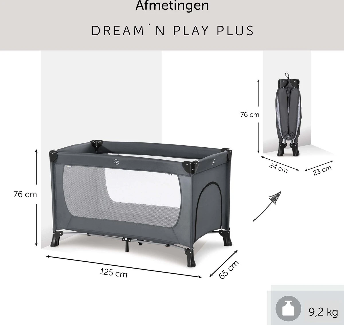 Hauck Dream N Play Plus Campingbedje Set - Met Matras En Muggennet - Grijs 7 Hauck Dream N Play Plus Campingbedje Set - Met Matras En Muggennet - Grijs - Afbeelding 7