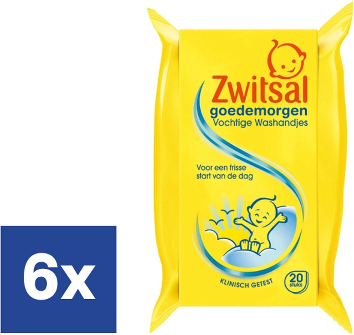 Zwitsal Goedemorgen Vochtige Washandjes - 6 X 20 Stuks - Voordeelverpakking 1 Zwitsal Goedemorgen Vochtige Washandjes - 6 X 20 Stuks - Voordeelverpakking