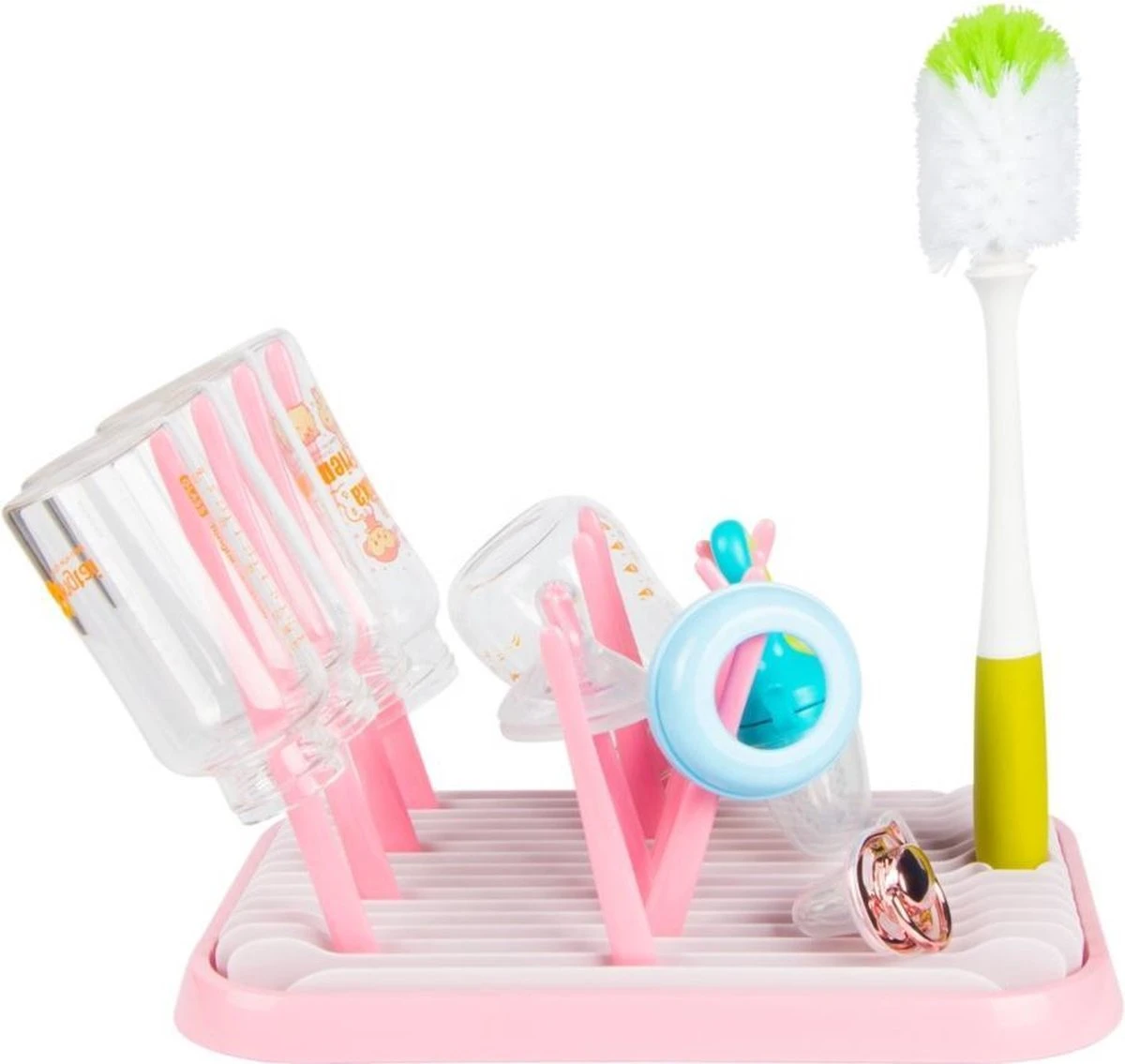 Nevi Afdruiprek Met Lekbak - Afdruipmat Voor 10 Flessen - Opvouwbaar Droogrek Babyfles - Inclusief Afwasborstel 9 Nevi Afdruiprek Met Lekbak - Afdruipmat Voor 10 Flessen - Opvouwbaar Droogrek Babyfles - Inclusief Afwasborstel - Afbeelding 9