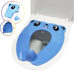 Merkloos Panda Toiletbril - Opvouwbaar In Opbergtasje - Voor Kinderen - WC Bril Verkleinen - Zindelijkheidstraining - Blauw