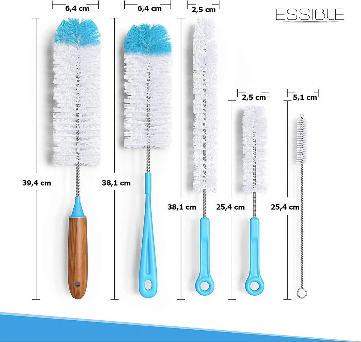 Flessenborstel - Flessenrager - Schoonmaakborstel - Flessenreiniger - 5 Stuks - Kras- En BPA Vrij - Geschikt Voor Alle Oppervlakken 2 Flessenborstel - Flessenrager - Schoonmaakborstel - Flessenreiniger - 5 Stuks - Kras- En BPA Vrij - Geschikt Voor Alle Oppervlakken - Afbeelding 2