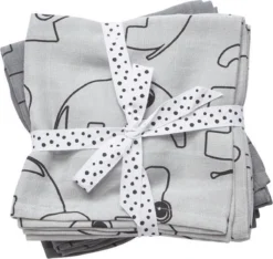 Done By Deer Set 2 Burp Cloths 70x70cm Contour Grey *