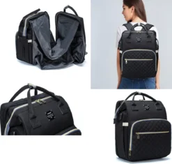 Luiertas - Multifuctioneel Luiertas 3 In 1 - Met Babybedje - Met Verschoningsmatje - Zwart - Met Usb - Met Verdikt Matras -Babyproducten Winkel 1200x1143 4