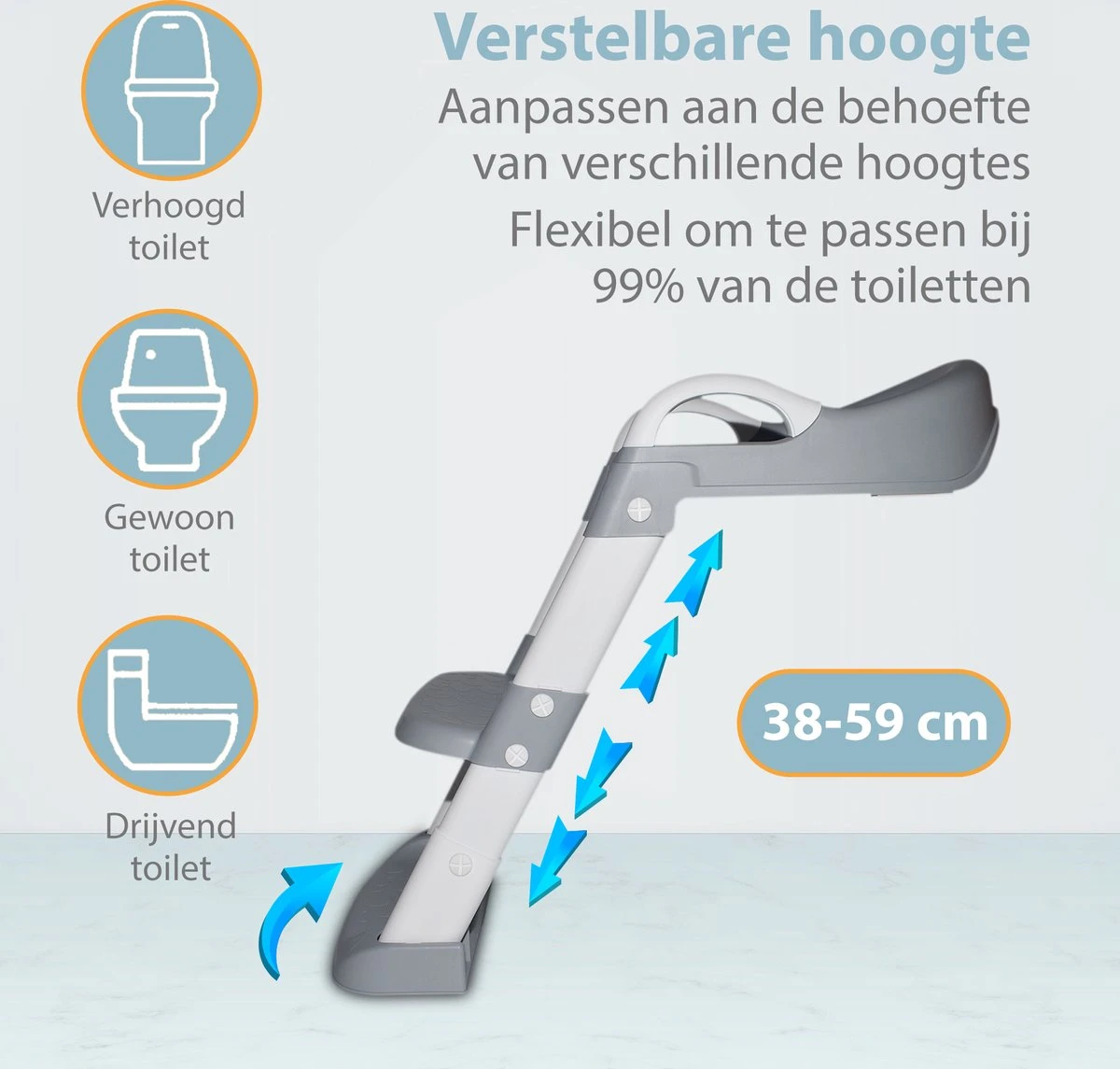 Merkloos Levlo Goods WC Verkleiner – WC Verkleiner Met Trapje – Toilettrainer – Verstelbaar – Incl. Handvaten - Grijs 4 Merkloos Levlo Goods WC Verkleiner – WC Verkleiner Met Trapje – Toilettrainer – Verstelbaar – Incl. Handvaten - Grijs - Afbeelding 4