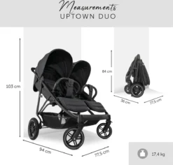 Hauck Uptown Duo Melange Broertje/zusje Kinderwagen Black -Babyproducten Winkel 1200x1146 5