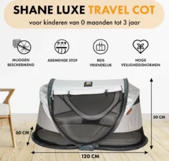 Deryan Shane Luxe 2023 Campingbedje - Baby Tent - Anti-UV 50+ - Peuterbed - Silver 11 Deryan Shane Luxe 2023 Campingbedje - Baby Tent - Anti-UV 50+ - Peuterbed - Silver -Babyproducten Winkel 1200x1148 8