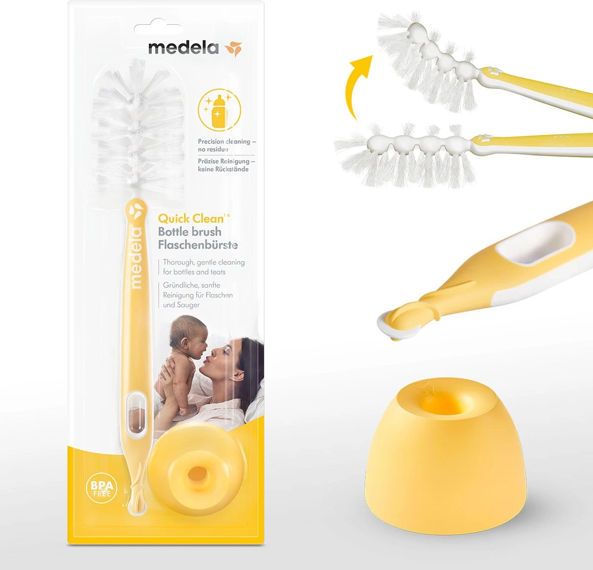Medela Quick Clean Flessenborstel Met Speenreiniger En Standaard - Flexibele Borstel - Hygiënisch Wegzetten 3 Medela Quick Clean Flessenborstel Met Speenreiniger En Standaard - Flexibele Borstel - Hygiënisch Wegzetten - Afbeelding 3