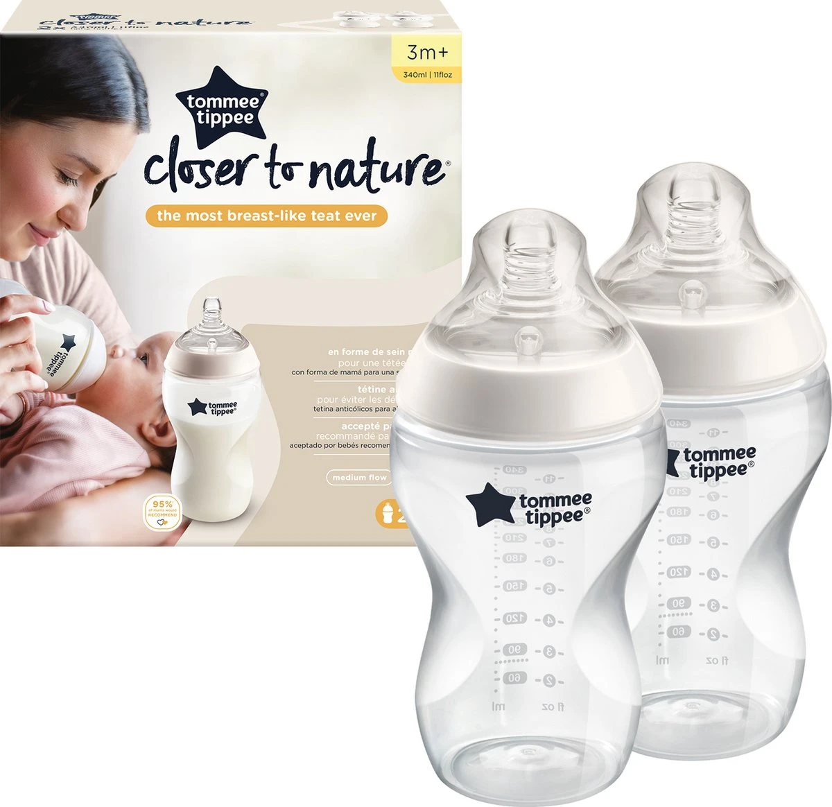 Tommee Tippee Closer To Nature - Baby Zuigflessen - Doorzichtig - 340ml - Pak Van 2 7 Tommee Tippee Closer To Nature - Baby Zuigflessen - Doorzichtig - 340ml - Pak Van 2 - Afbeelding 7