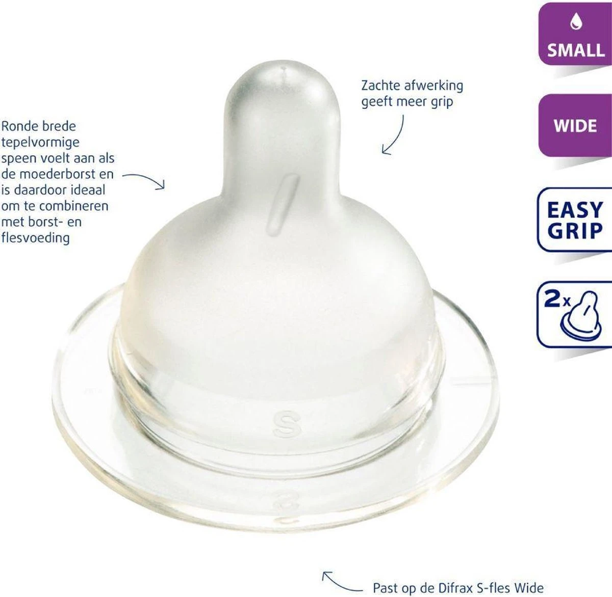Difrax Flessenspeen Wide Voor Brede Babyflessen - Maat Small - 2 Stuks 8 Difrax Flessenspeen Wide Voor Brede Babyflessen - Maat Small - 2 Stuks - Afbeelding 8