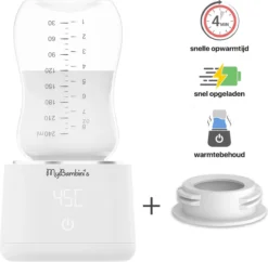 MyBambini's Bottle Warmer Pro™ - Draagbare Baby Flessenwarmer Voor Onderweg - Wit - Geschikt Voor Smalle Hals Flessen Van Dr. Brown's, Difrax, Medela & Nanobebe