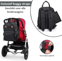 Luiertas Rugzak - Incl. Buggy / Kinderwagen Haken En Verschoningsmat - Complete Set - Zwart Van Zedar -Babyproducten Winkel 1200x1180 13