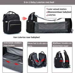 Luiertas - Multifuctioneel Luiertas 3 In 1 - Met Babybedje - Met Verschoningsmatje - Zwart - Met Usb - Met Verdikt Matras -Babyproducten Winkel 1200x1182 6