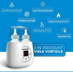 Grundig Flessenwarmer - Dubbele Flesverwarmer - 200W - Ruimte Voor 2 Babyflessen - Verwarmen, Ontdooien En Steriliseren - Incl. Stoomkap - Wit 9 Grundig Flessenwarmer - Dubbele Flesverwarmer - 200W - Ruimte Voor 2 Babyflessen - Verwarmen, Ontdooien En Steriliseren - Incl. Stoomkap - Wit -Babyproducten Winkel 1200x1182 8