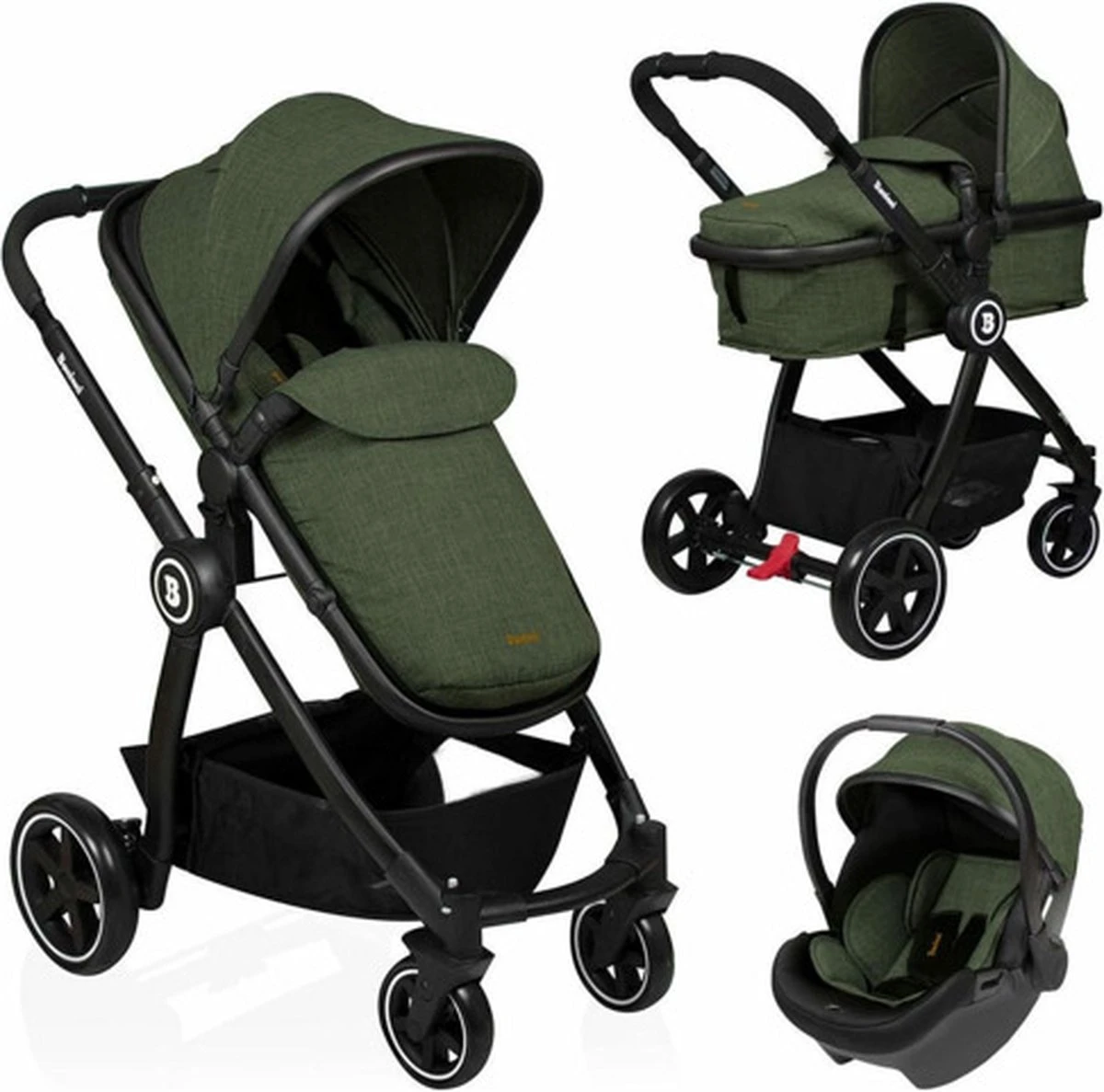 Baninni Kinderwagen Otto 3 In 1 Olive Green 11 Baninni Kinderwagen Otto 3 In 1 Olive Green - Afbeelding 11