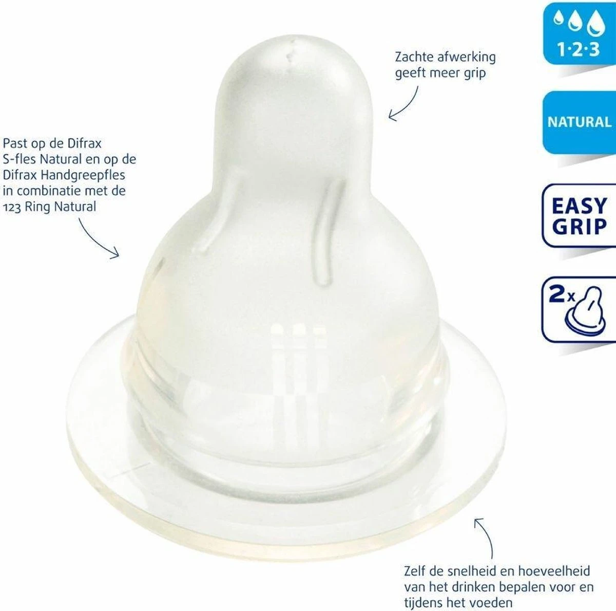 Difrax 1-2-3 Doseerspeen Natural - 2st 8 Difrax 1-2-3 Doseerspeen Natural - 2st - Afbeelding 8