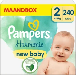 Pampers® Pampers Harmonie Luiers - Maat 2 (4-8kg) - 240 Luiers - Maandbox -Babyproducten Winkel 1200x1192