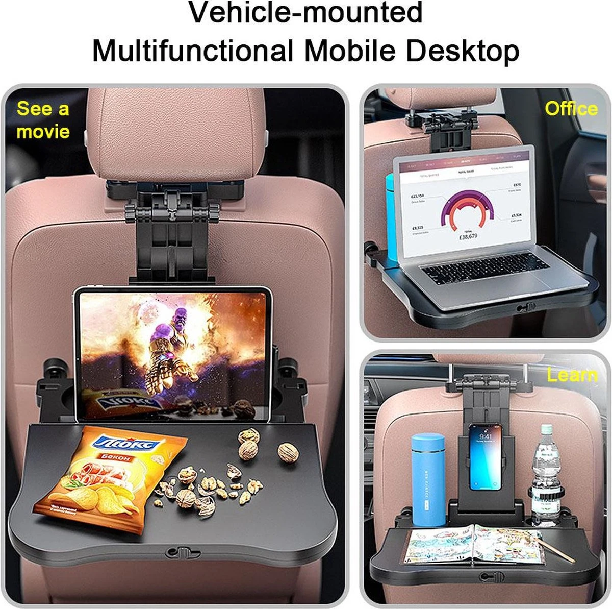 Multifunctionele Auto Tafel Voor Laptop Achterbank Snacks Fast Food Eetbak Drinken Computer Stoel Eettafel Beker Hoofdsteun Houder Klaptafel Stand Voor Telefoon & Tablet IPad 10 Multifunctionele Auto Tafel Voor Laptop Achterbank Snacks Fast Food Eetbak Drinken Computer Stoel Eettafel Beker Hoofdsteun Houder Klaptafel Stand Voor Telefoon & Tablet IPad - Afbeelding 10
