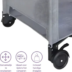 Prénatal Luxe Campingbedje Met Bodemverhoger - Inklapbaar Baby Campingbed - Reisbedje Met Wieltjes En Kruipluik - Inclusief Bodemmatras - 120 X 60 Cm - Grijs -Babyproducten Winkel 1200x1193 9