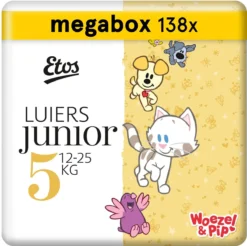 Etos Woezel & Pip Luiers Junior - Maat 5 - 12 Tot 25kg - 138 Stuks (3 X 46 Stuks)
