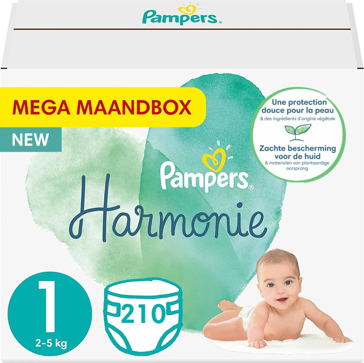 Pampers® Pampers - Harmonie / Pure - Maat 1 - Mega Maandbox - 210 Luiers 1 Pampers® Pampers - Harmonie / Pure - Maat 1 - Mega Maandbox - 210 Luiers