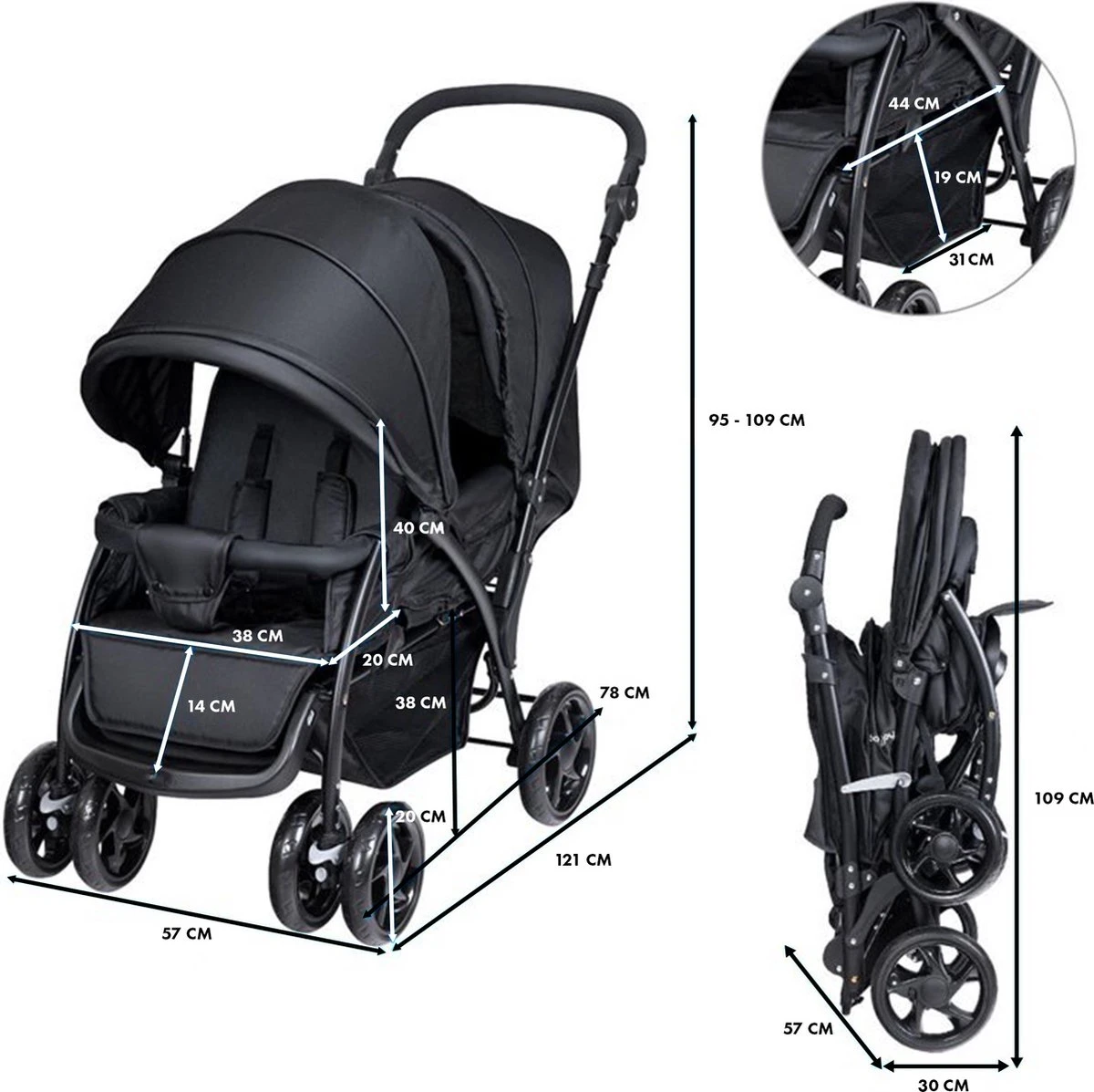 Deryan Luxe Elena Dubbele Buggy- Duo Buggy – Tandem Buggy – Compact En Lichtgewicht 5 Deryan Luxe Elena Dubbele Buggy- Duo Buggy – Tandem Buggy – Compact En Lichtgewicht - Afbeelding 5