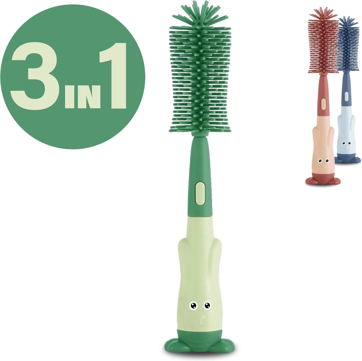 Baby Flessenborstel - Flessenreiniger - Flessenborstel Siliconen - Flesvoedingsaccessoires - BPA Vrij - Groen - 3 In 1 1 Baby Flessenborstel - Flessenreiniger - Flessenborstel Siliconen - Flesvoedingsaccessoires - BPA Vrij - Groen - 3 In 1