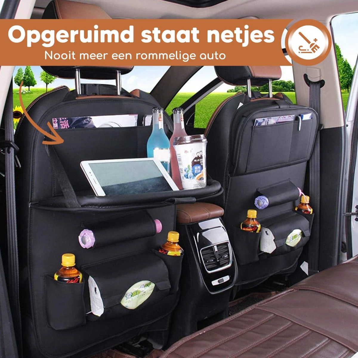 Bablue Autostoel Organizer - Zwart - 1 Stuks - Stevig PU Leer - Met Uitklapbare Tafel - Auto Organizer - Auto Accessories Interieur - Autostoel Organizer Tablet Houder - Autostoel Beschermer 5 Bablue Autostoel Organizer - Zwart - 1 Stuks - Stevig PU Leer - Met Uitklapbare Tafel - Auto Organizer - Auto Accessories Interieur - Autostoel Organizer Tablet Houder - Autostoel Beschermer - Afbeelding 5