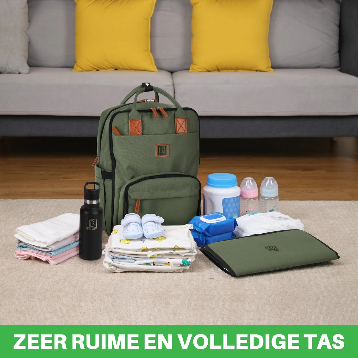 Brisby Slijtvaste Luiertas – Verzorgingstas – Met Buggymontage - Groen 7 Brisby Slijtvaste Luiertas – Verzorgingstas – Met Buggymontage - Groen - Afbeelding 7