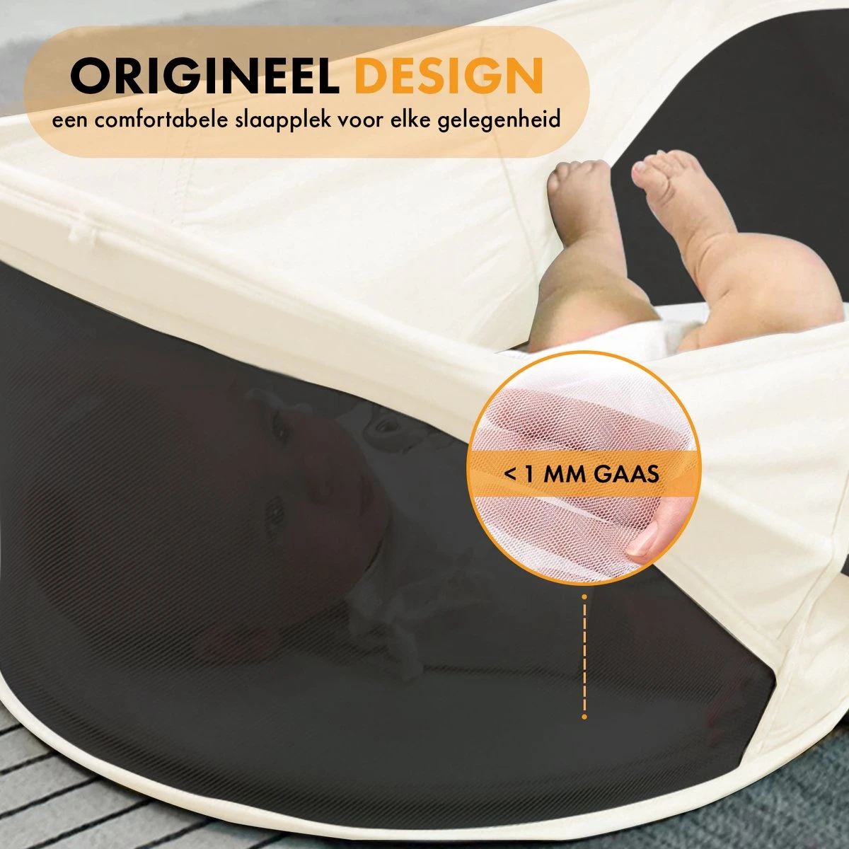 Deryan Infant Deluxe BabyBox Campingbedje - Cream + Inclusief Matras En Klamboe 4 Deryan Infant Deluxe BabyBox Campingbedje - Cream + Inclusief Matras En Klamboe - Afbeelding 4
