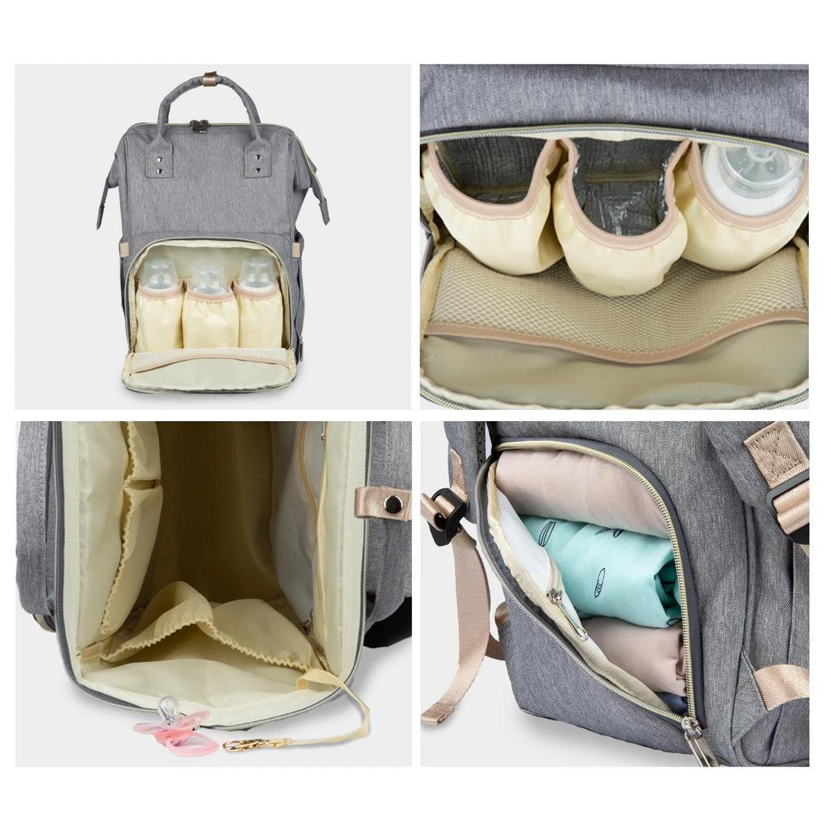 LifeGoods Luiertas Rugzak - Incl. Buggy En Kinderwagen Haken - Complete Set - 23.8 L - Grijs 2 LifeGoods Luiertas Rugzak - Incl. Buggy En Kinderwagen Haken - Complete Set - 23.8 L - Grijs - Afbeelding 2