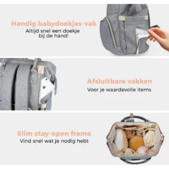 LifeGoods Luiertas Rugzak - Incl. Buggy En Kinderwagen Haken - Complete Set - 23.8 L - Grijs 11 LifeGoods Luiertas Rugzak - Incl. Buggy En Kinderwagen Haken - Complete Set - 23.8 L - Grijs -Babyproducten Winkel 1200x1200 1474