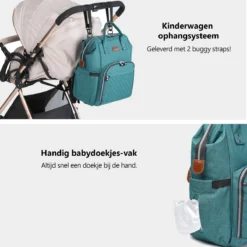 Miss Lulu Luiertas Rugzak - Inclusief Buggy En Kinderwagen Haken - Groen (E6705 GN) -Babyproducten Winkel 1200x1200 1488