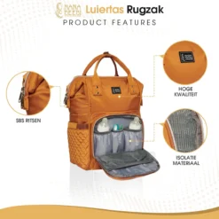 NanaBeebi Luiertas Rugzak Met Verschoonmatje - Cognac - Inclusief Flessenwarmhouder - Kinderwagenhaken En Isoleervak 18 NanaBeebi Luiertas Rugzak Met Verschoonmatje - Cognac - Inclusief Flessenwarmhouder - Kinderwagenhaken En Isoleervak -Babyproducten Winkel 1200x1200 1513