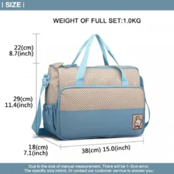 Miss Lulu Luiertas - 5-delige Verzorgingstas Set - Lichtblauw (9026 BE) -Babyproducten Winkel 1200x1200 1519