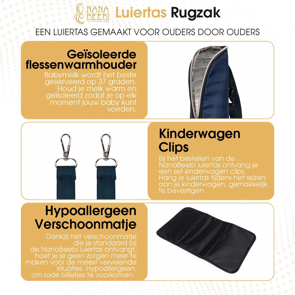 NanaBeebi Luiertas Rugzak Met Verschoonmatje - Blauw - Inclusief Flessenwarmhouder - Kinderwagenhaken En Isoleervak 6 NanaBeebi Luiertas Rugzak Met Verschoonmatje - Blauw - Inclusief Flessenwarmhouder - Kinderwagenhaken En Isoleervak - Afbeelding 6