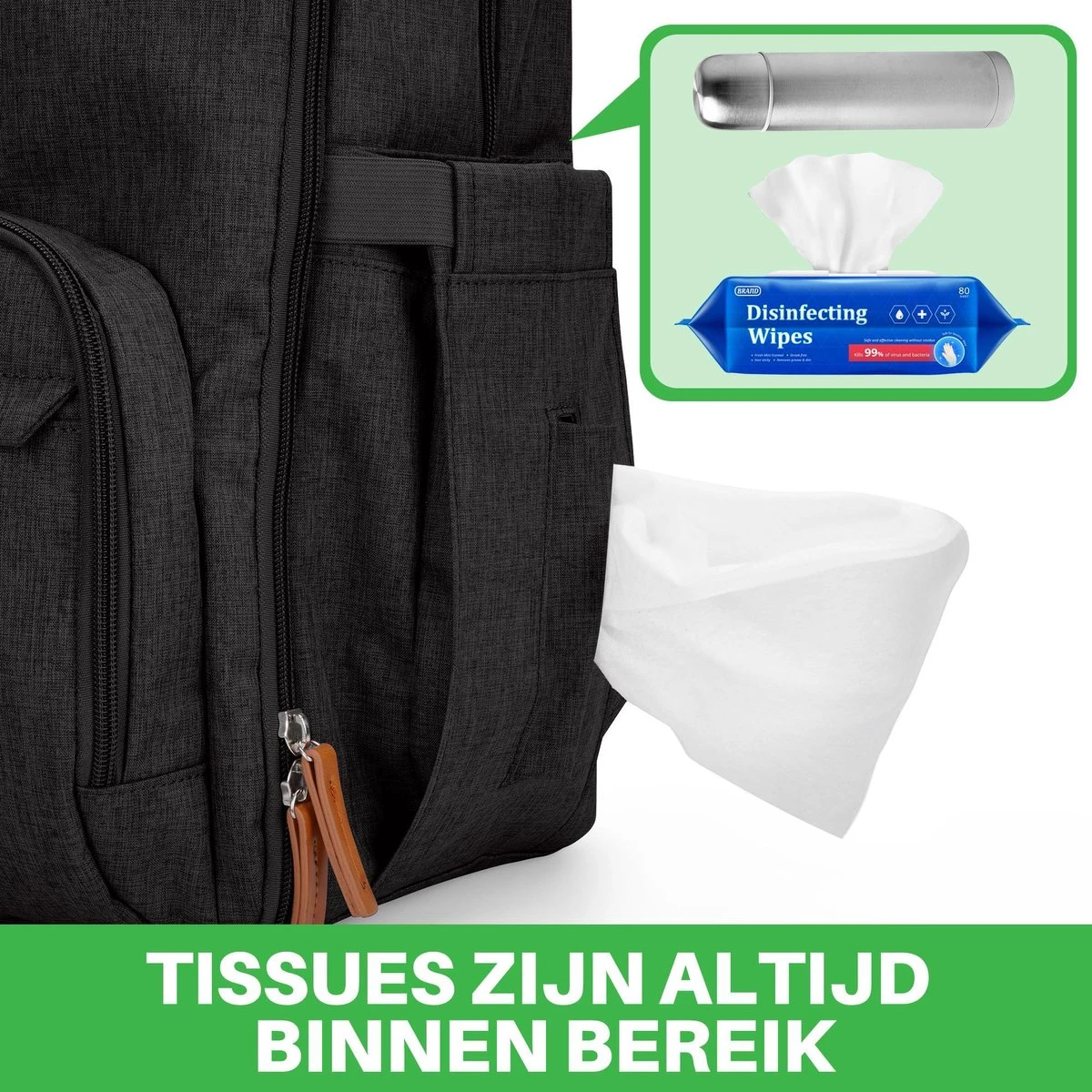 Brisby Slijtvaste Luiertas – Verzorgingstas – Met Buggymontage - Zwart 5 Brisby Slijtvaste Luiertas – Verzorgingstas – Met Buggymontage - Zwart - Afbeelding 5