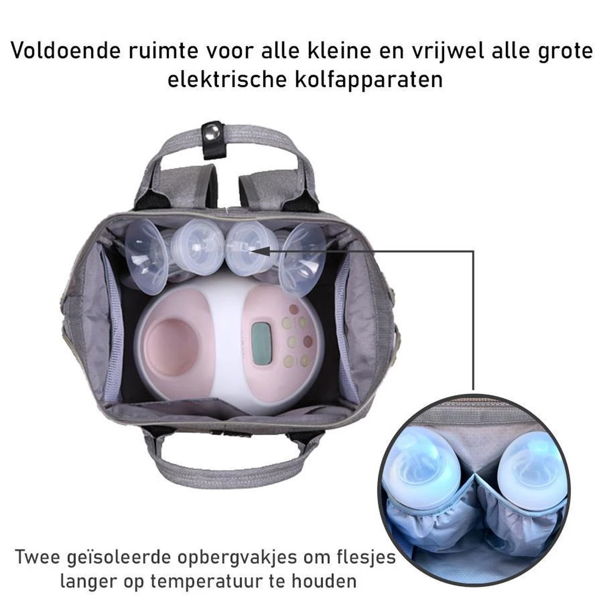 Rose & Ollie Kolftas Rugtas Grijs - Koeltas Moedermelk 2 Rose & Ollie Kolftas Rugtas Grijs - Koeltas Moedermelk - Afbeelding 2