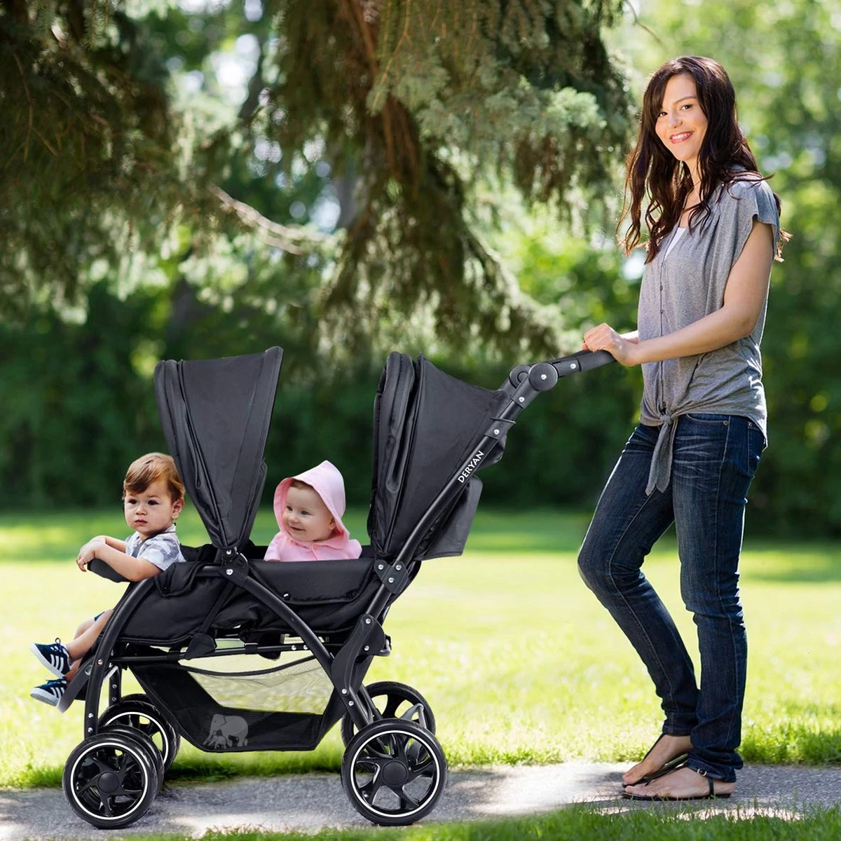 Deryan Luxe Elena Dubbele Buggy- Duo Buggy – Tandem Buggy – Compact En Lichtgewicht 11 Deryan Luxe Elena Dubbele Buggy- Duo Buggy – Tandem Buggy – Compact En Lichtgewicht - Afbeelding 11