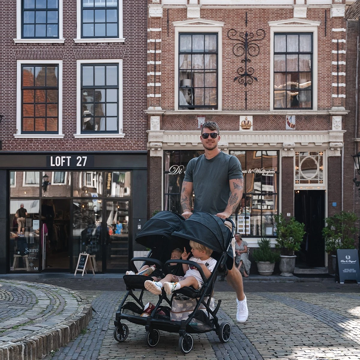 Deryan Luxe Rolo X2 Dubbele Buggy - Duo Buggy - Zwart 2 Deryan Luxe Rolo X2 Dubbele Buggy - Duo Buggy - Zwart - Afbeelding 2