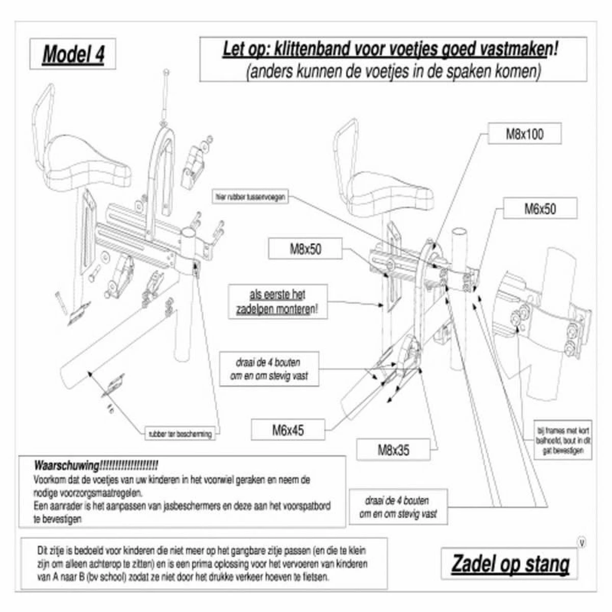 Velo Zadel Op Buis D Mono / Zadel Op Stang Fietsstoeltje Model 4 5 Velo Zadel Op Buis D Mono / Zadel Op Stang Fietsstoeltje Model 4 - Afbeelding 5