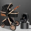 Merkloos Kinderwagen 3-in-1 – Luxe Kinderwagen - Buggy – Wandelwagen - Multifunctioneel – Opklapbaar – Incl. Autostoel – Zwart