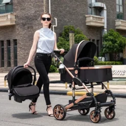 Merkloos Luxe Multi-functionele 3 In 1 Wandelwagen - Babywagen - Kwalitatieve Buggy - Opklapbare Kinderwagen - Licht En Flexibel