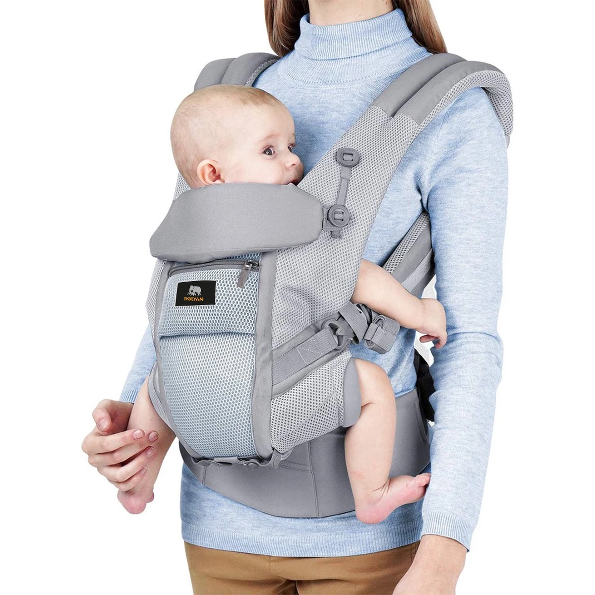 Deryan Meinkind Draagzak - Buikdrager 4-in-1 Antraciet/Grijs 12 Deryan Meinkind Draagzak - Buikdrager 4-in-1 Antraciet/Grijs - Afbeelding 12