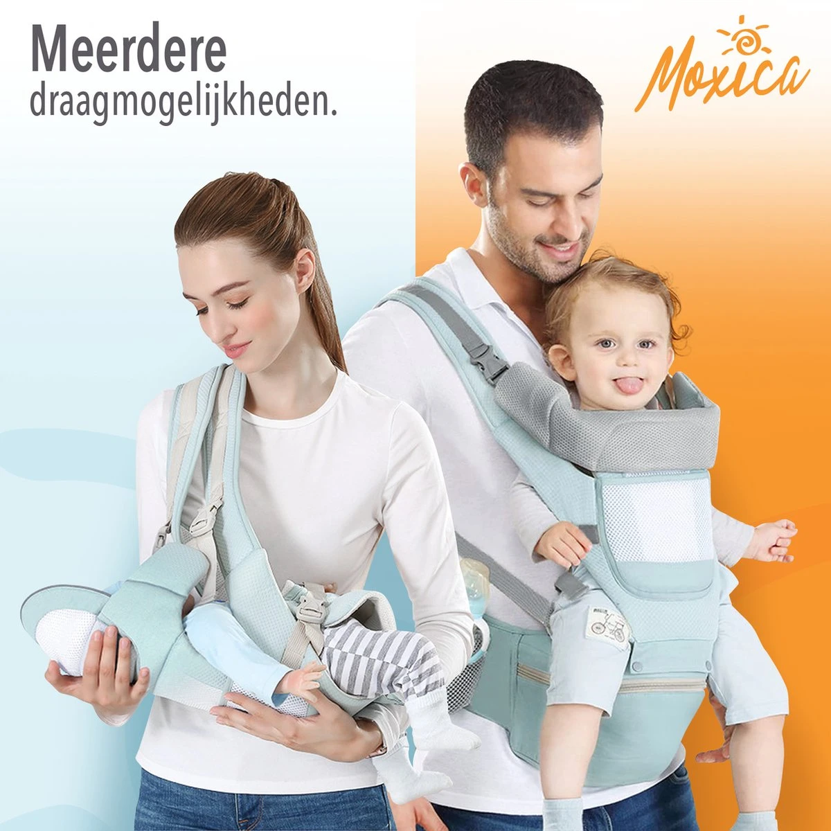 Moxica Draagzak Baby - Draagdoek - Carrier - Kinderdrager - Babydrager - Drager 2 Moxica Draagzak Baby - Draagdoek - Carrier - Kinderdrager - Babydrager - Drager - Afbeelding 2