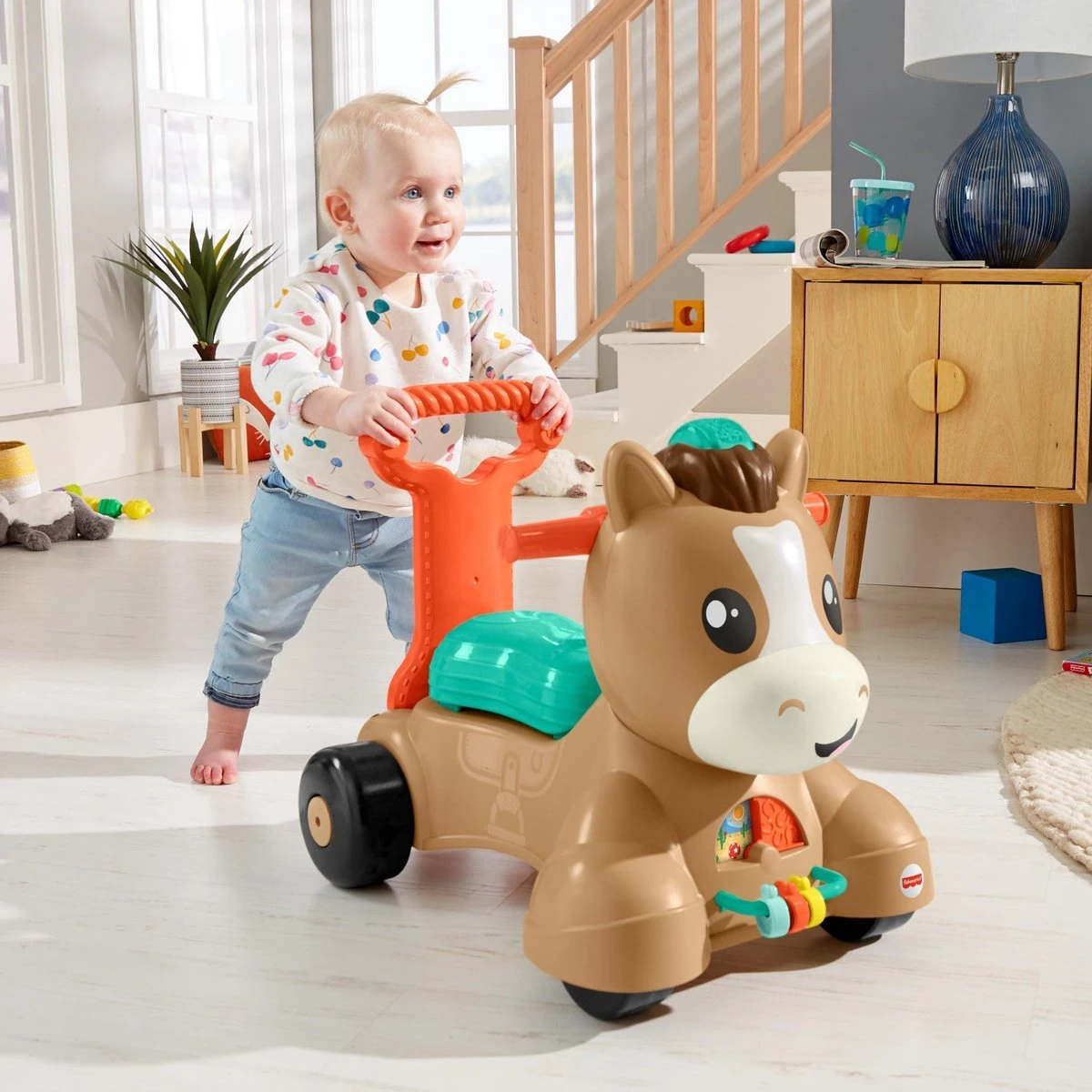 Fisher Price Fisher-Price Pony Loopvriendje - Looptrainer Baby - Bruin - Groen 4 Fisher Price Fisher-Price Pony Loopvriendje - Looptrainer Baby - Bruin - Groen - Afbeelding 4