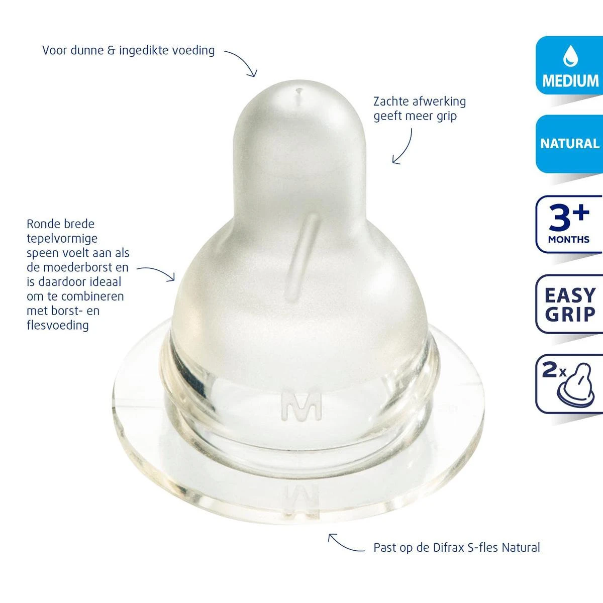 Difrax Flessenspeen Natural - Medium - 4 Stuks 2 Difrax Flessenspeen Natural - Medium - 4 Stuks - Afbeelding 2