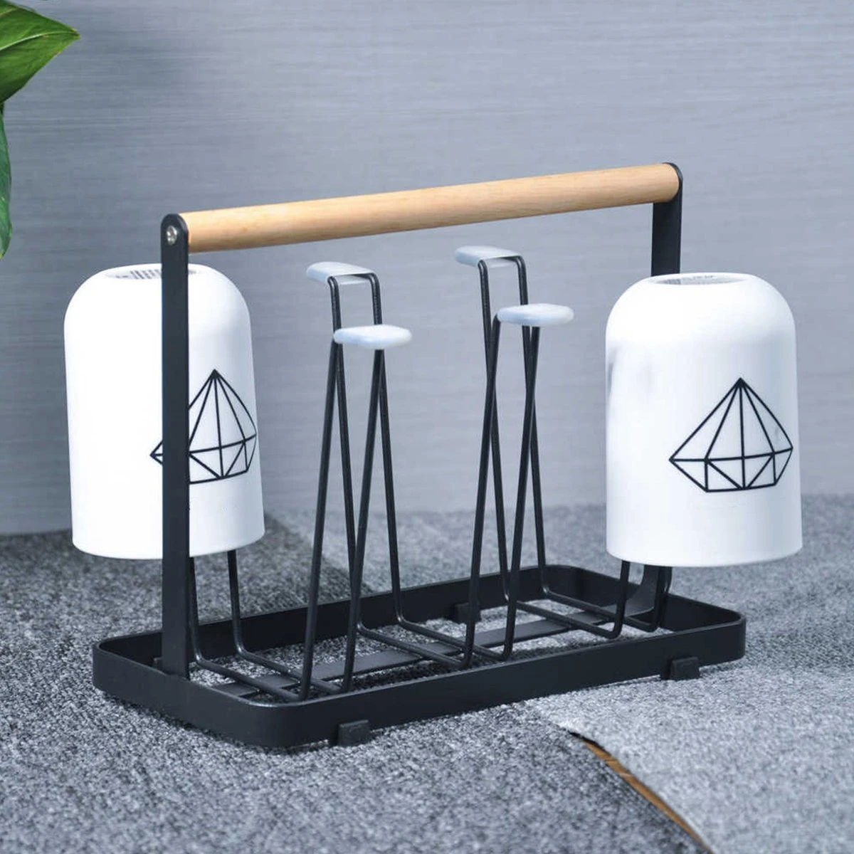 Flessenrek - Droogrek Babyfles - Flessen Rek Baby - Flessendroogrek - Afdruiprek - Afwasrek - Flessenrekje - Lekbak - Égouttoir - Zwart Met Houten Handvat - Vetalo 4 Flessenrek - Droogrek Babyfles - Flessen Rek Baby - Flessendroogrek - Afdruiprek - Afwasrek - Flessenrekje - Lekbak - Égouttoir - Zwart Met Houten Handvat - Vetalo - Afbeelding 4